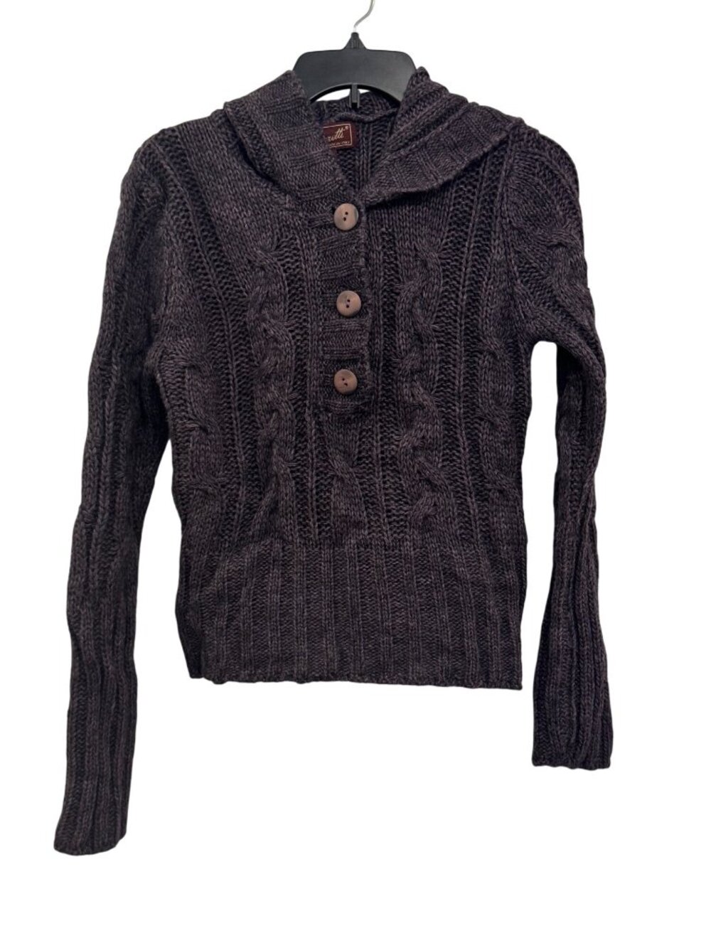 Berretti Womens Small Cable Knit Button-Up Sweater Wool Blend Brown - Picture 2 of 8